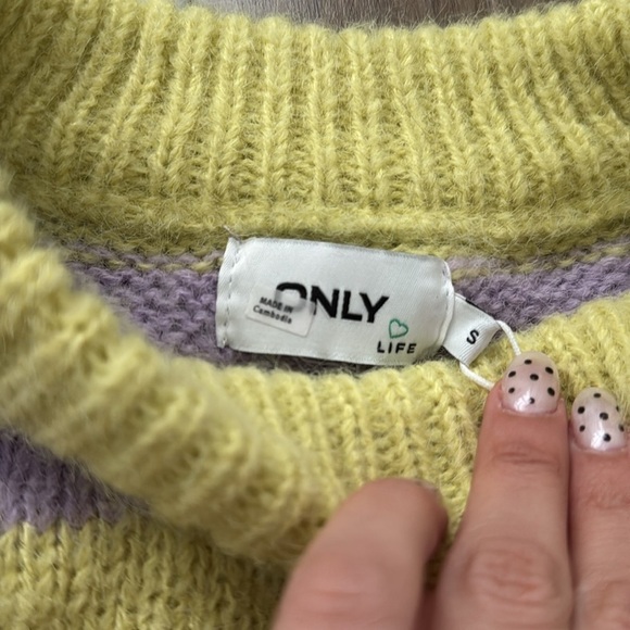 ASOS Only Sweater in Lime and Lilac Stripe - Picture 3 of 3